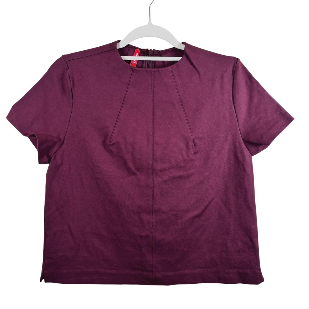 Spanx Perfect Funnel Top Chianti Women's Medium Burgundy S/S Modern Chic Commute